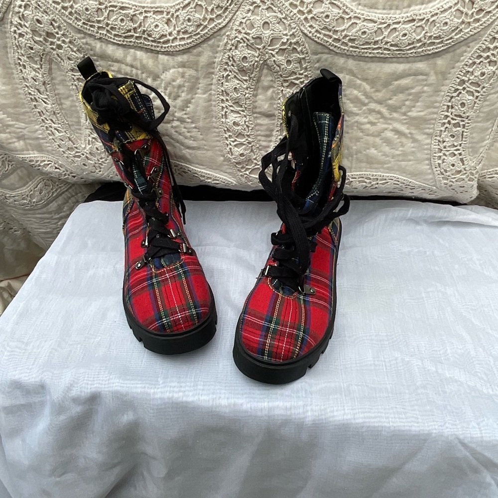 L4L Multi Plaid Combat Boots